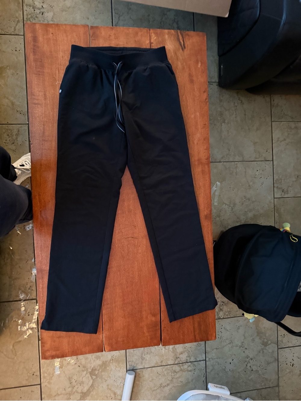 Jaanuu Black Drawstring scrub pants bottom straight leg